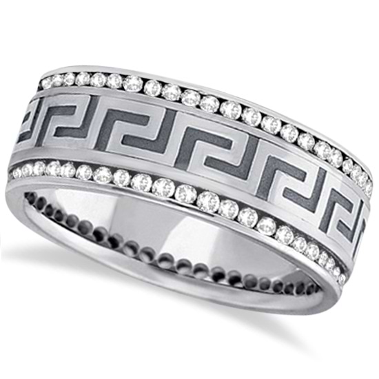 Channel-Set Diamond Wedding Ring Band For Men 14k White Gold (1.50ct)