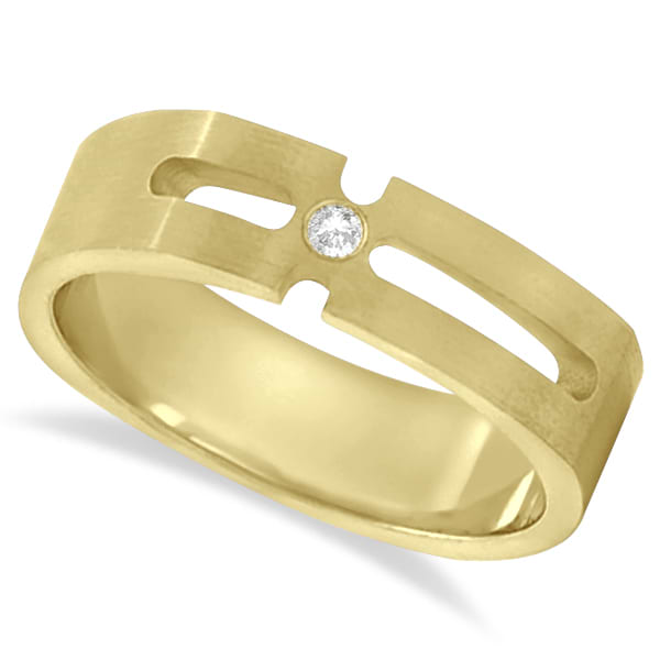 Contemporary Solitaire Diamond Ring For Men 18kt Yellow Gold (0.05ct)