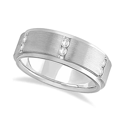 Mens Channel Set Wide Band Diamond Wedding Ring 18k White Gold (0.50ct)
