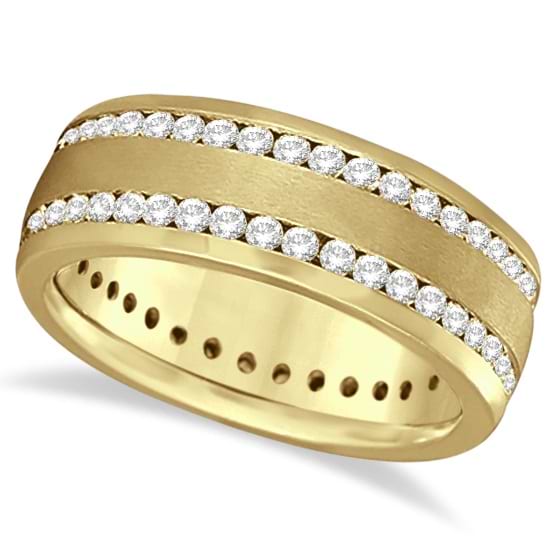 Channel-Set Diamond Wedding Ring Band For Men 14k Yellow Gold (1.75ct)