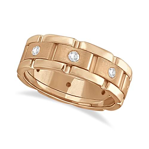 Mens Wide Band Diamond Eternity Wedding Ring 18kt Rose Gold (0.40ct)