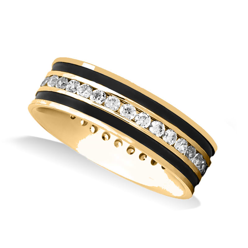 Channel Set Diamond Men's Wedding Band Ring 14K Yellow Gold (0.99 ct)