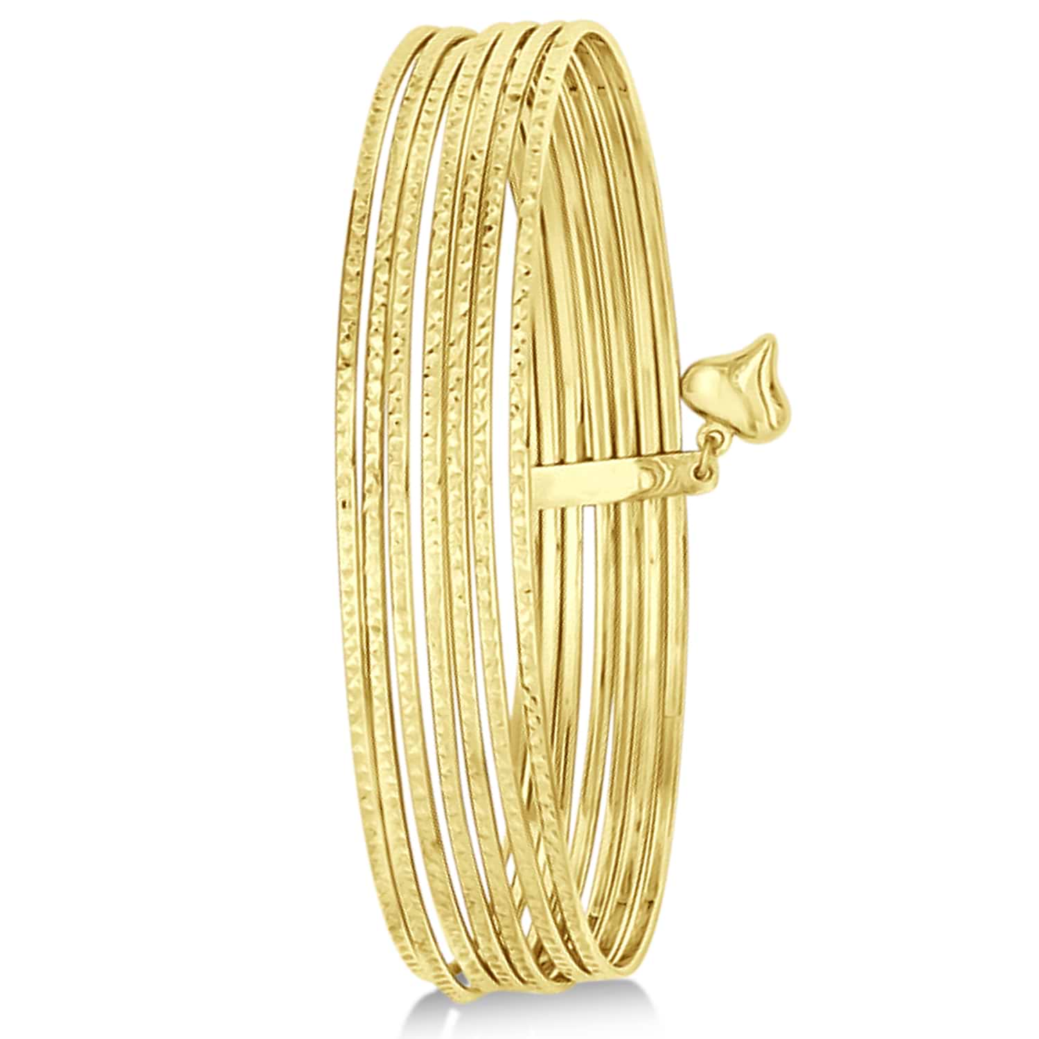 Diamond-Cut Slip-On Seven Bangle Bracelets 14k Yellow Gold