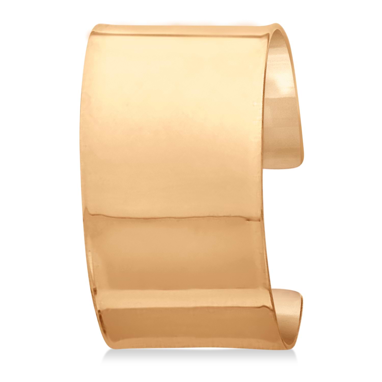 High Polish Wide Cuff Bangle Bracelet 14k Rose Gold 37mm