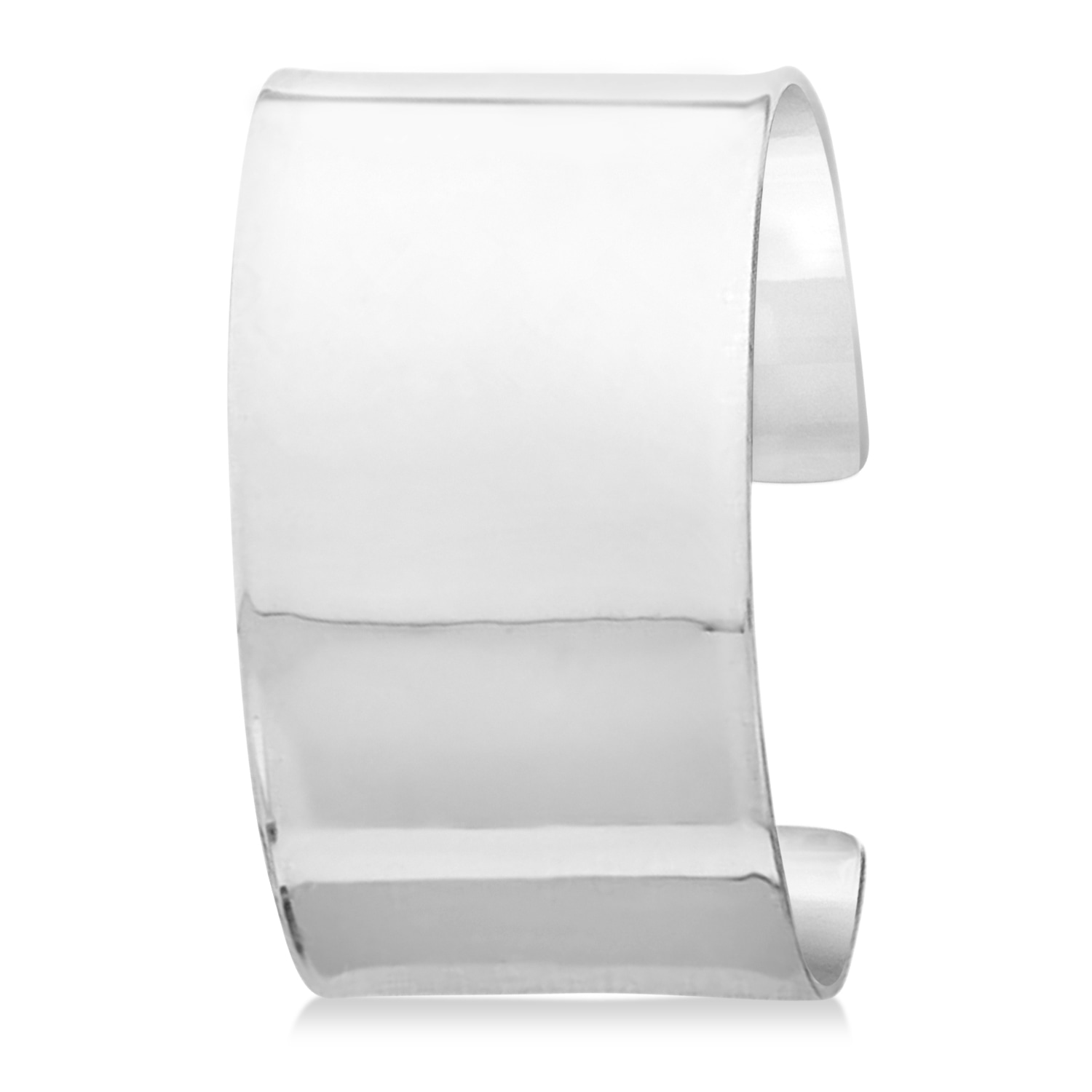 High Polish Wide Cuff Bangle Bracelet 14k White Gold 37mm