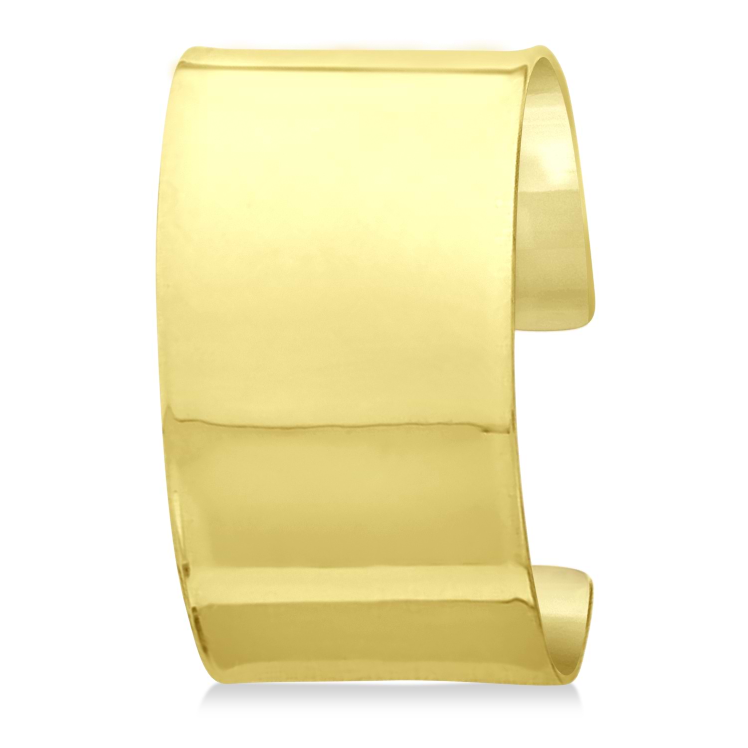 High Polish Wide Cuff Bangle Bracelet 14k Yellow Gold 37mm