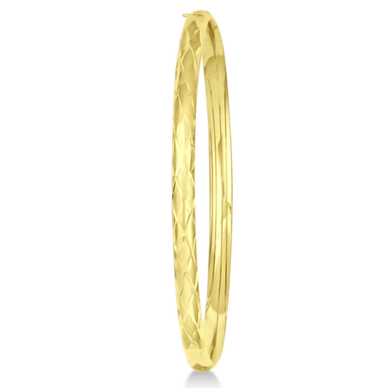 Diamond-Cut Fancy Hinged Bangle Bracelet 14k Yellow Gold