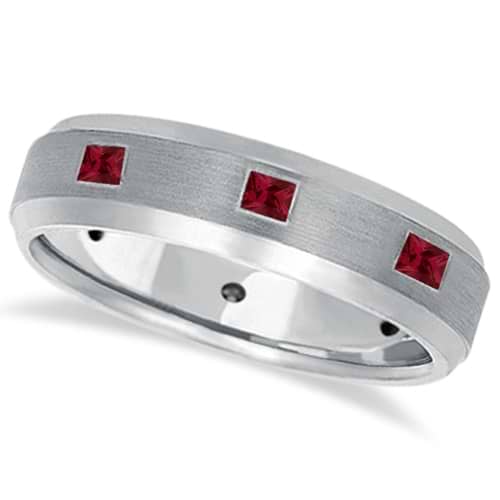 Custom Princess-Cut Amethyst Ring for Men Wedding Band 14k White Gold (0.80ct)