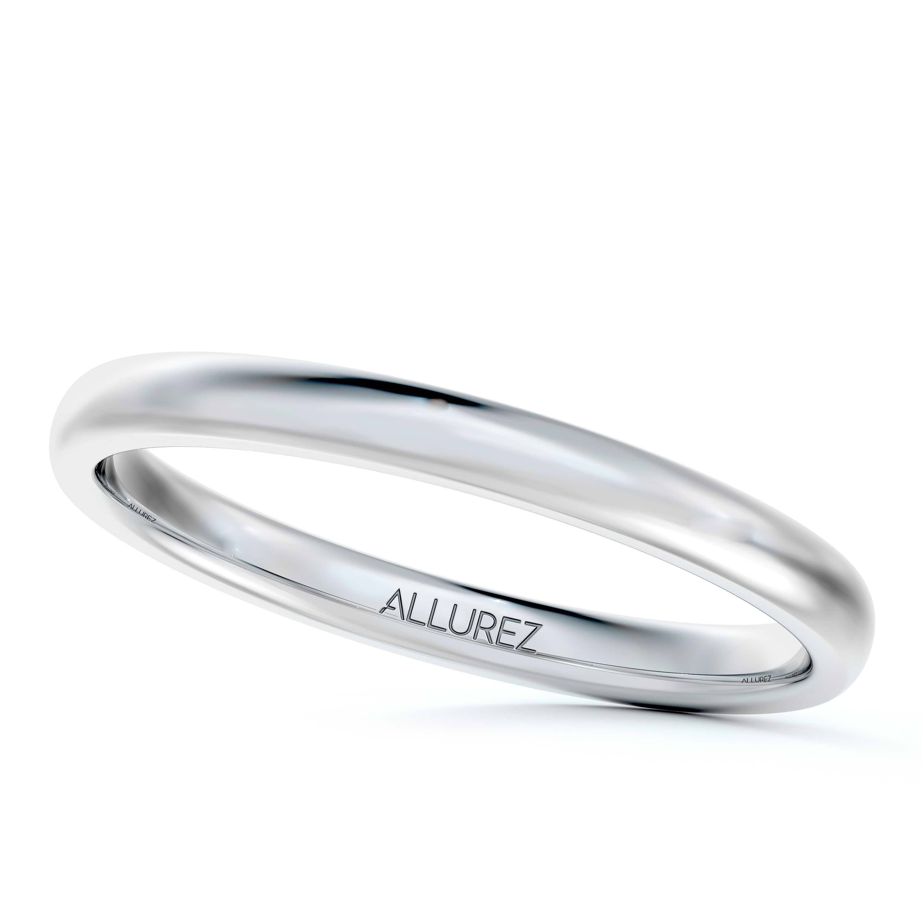 Dome Comfort Fit Wedding Ring Band 14k White Gold (2mm)