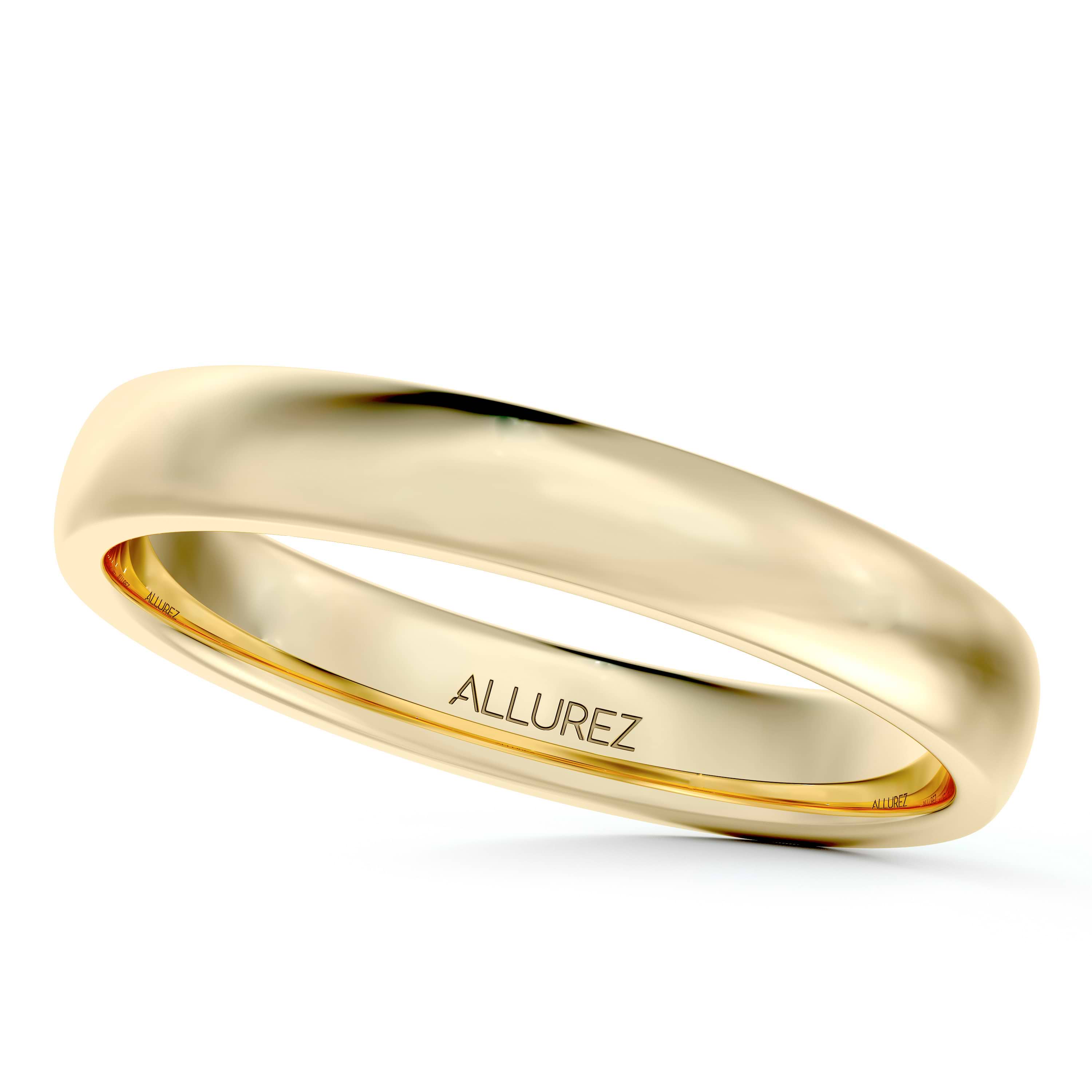 Dome Comfort Fit Wedding Ring Band 14k Yellow Gold (3mm)