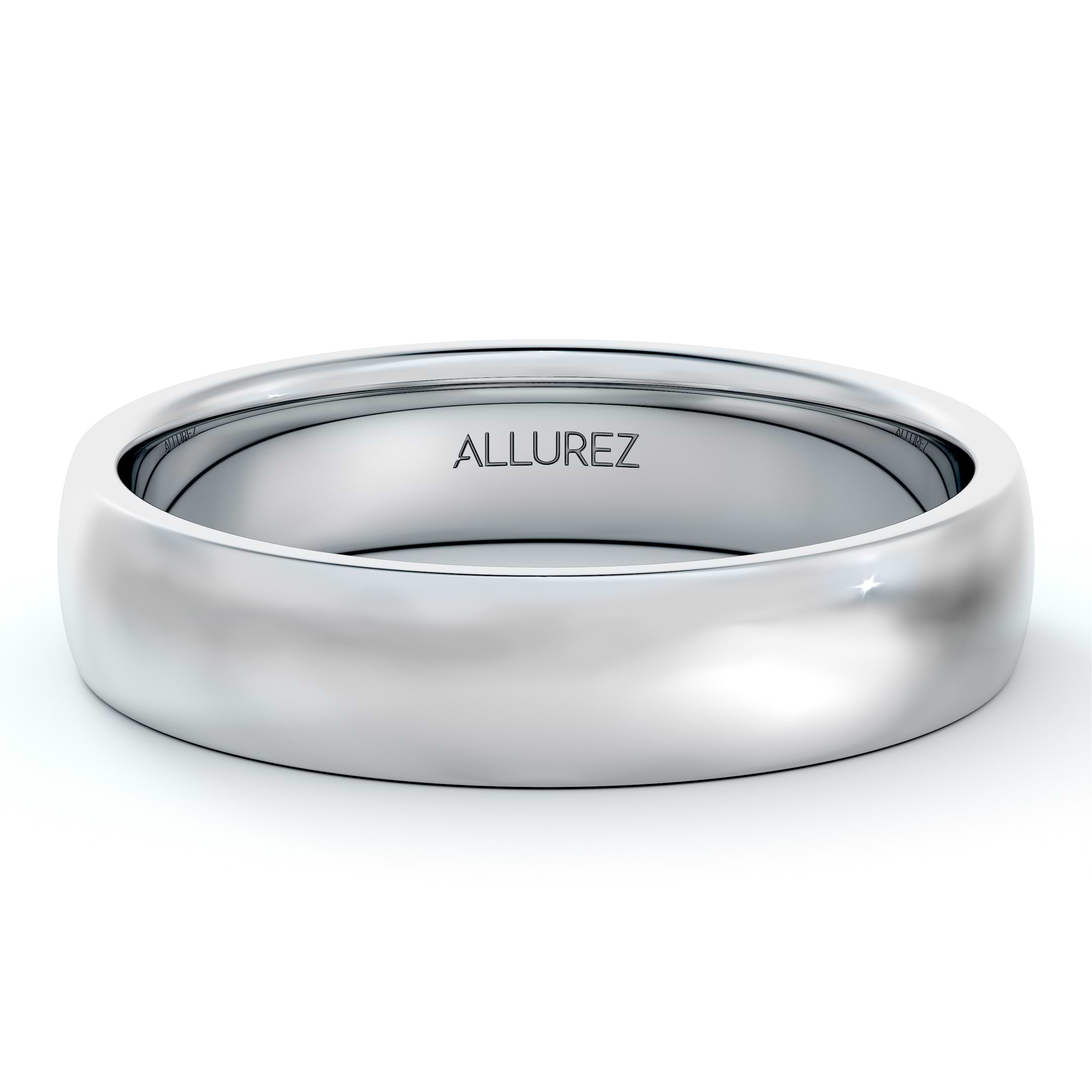 Dome Comfort Fit Wedding Ring Band Palladium (4mm)