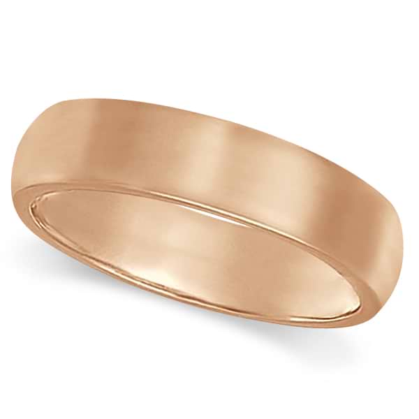14k Rose Gold Dome Comfort Fit Wedding Ring Band (5mm)