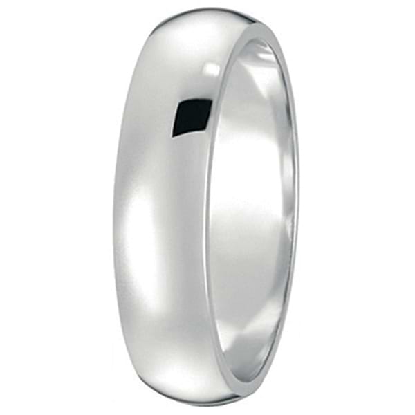 Dome Comfort Fit Wedding Ring Band 14k White Gold (5mm)