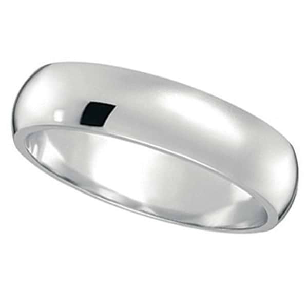 Dome Comfort Fit Wedding Ring Band 18k White Gold (5mm)
