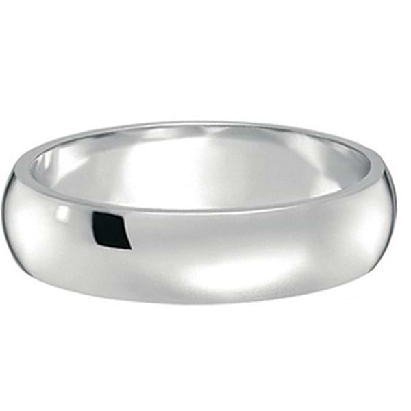 Dome Comfort Fit Wedding Ring Band 18k White Gold (5mm)