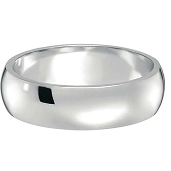 Dome Comfort Fit Wedding Ring Band 14k White Gold (6mm)