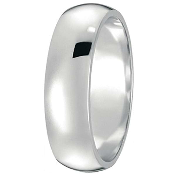 Dome Comfort Fit Wedding Ring Band 14k White Gold (6mm)