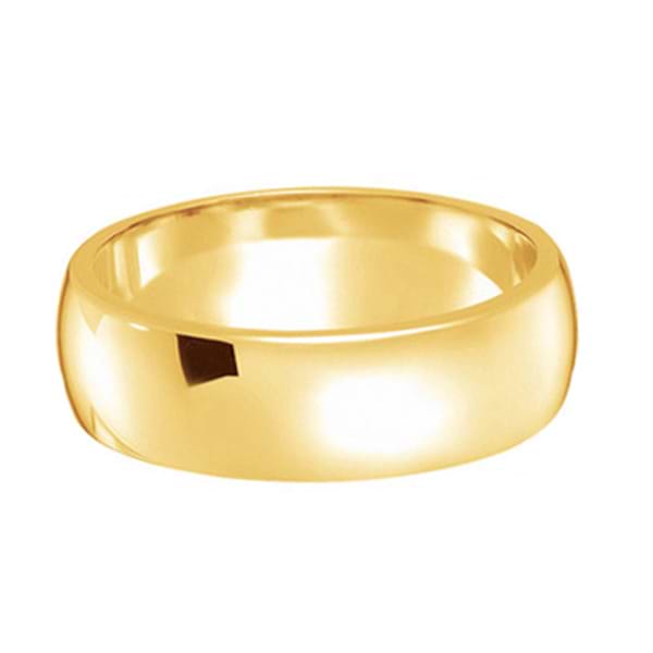 Dome Comfort Fit Wedding Ring Band 14k Yellow Gold (6mm)