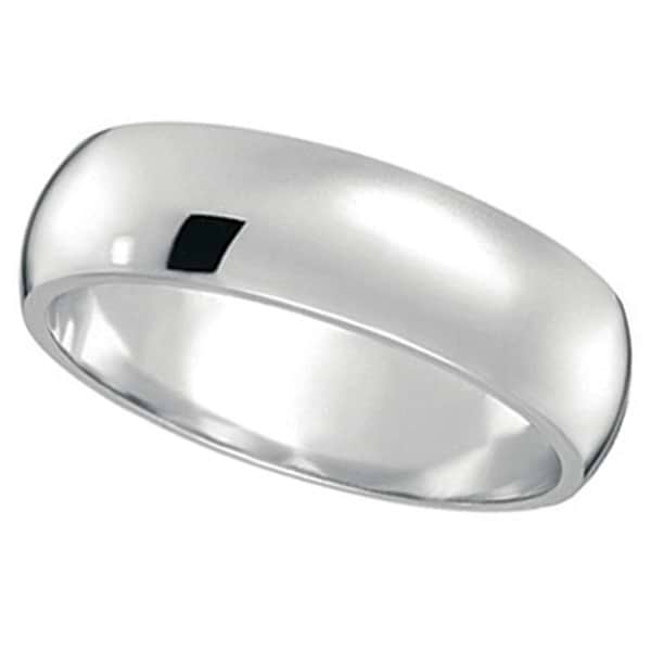 Dome Comfort Fit Wedding Ring Band 18k White Gold (6mm)