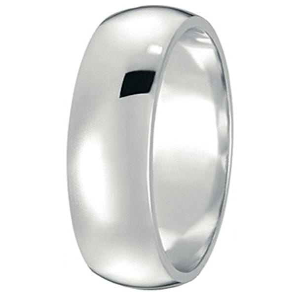 Dome Comfort Fit Wedding Ring Band 14k White Gold (7mm)