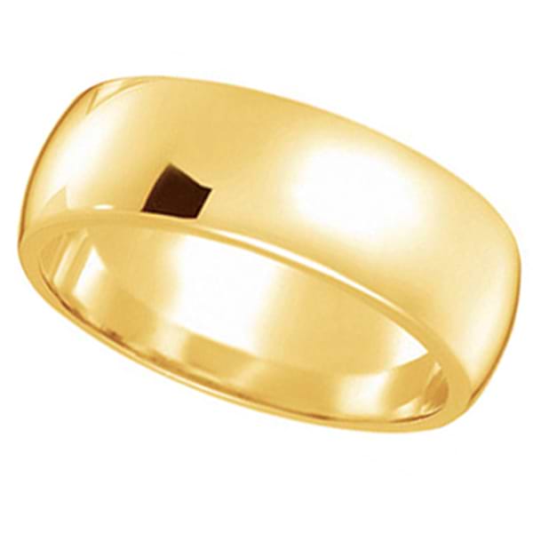 Dome Comfort Fit Wedding Ring Band 14k Yellow Gold (7mm)