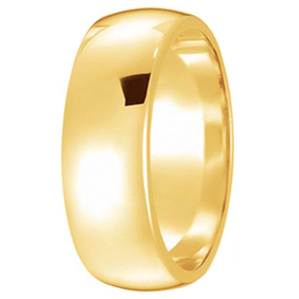 Dome Comfort Fit Wedding Ring Band 14k Yellow Gold (7mm)