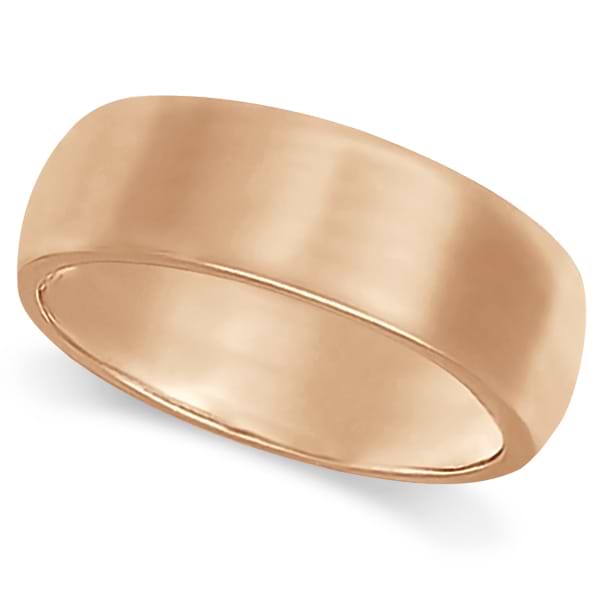 Dome Comfort Fit Wedding Ring Band 18k Rose Gold (7mm)