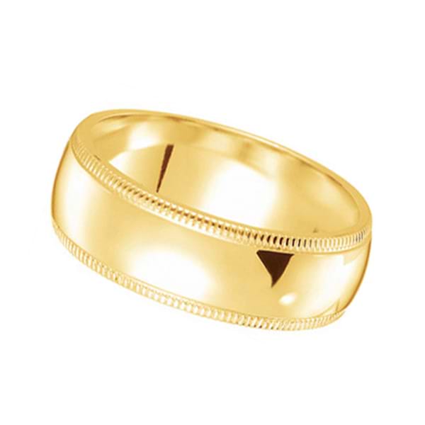 Men's Wedding Band Dome Comfort-Fit Milgrain 14k Yellow Gold (5 mm)