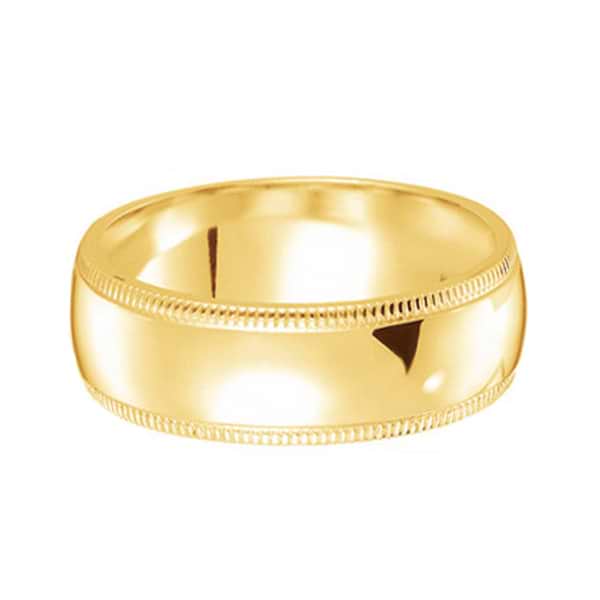 Men's Wedding Band Dome Comfort-Fit Milgrain 14k Yellow Gold (5 mm)