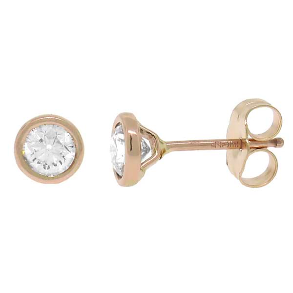 0.62ct 14k Rose Gold Diamond Bezel Stud Earrings