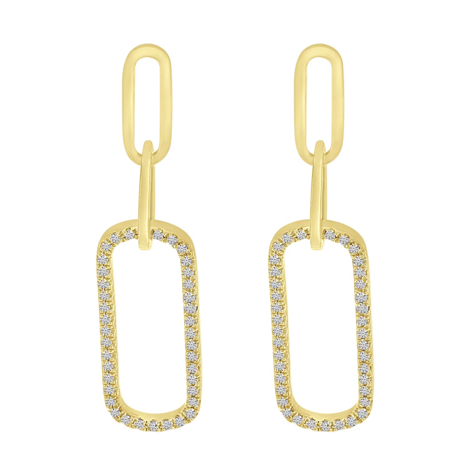 Diamond Paperclip Link Earrings 14k Yellow Gold (0.20ct)