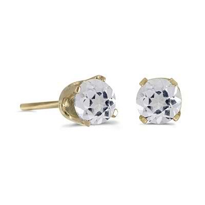 Round White Topaz Stud Earrings in 14k Yellow Gold (0.60ct)