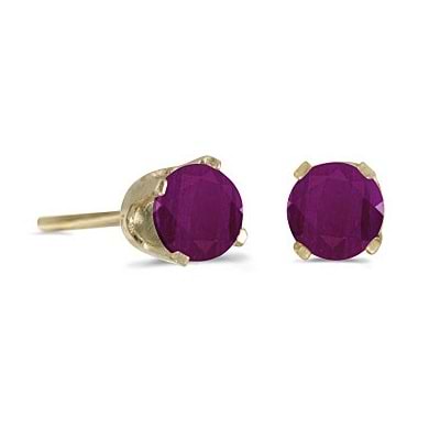 Round Ruby Studs Earrings in 14k Yellow Gold (0.60 ct)