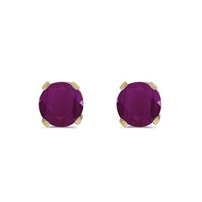 Round Ruby Studs Earrings in 14k Yellow Gold (0.60 ct)