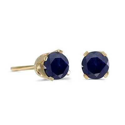Round Sapphire Stud Earrings in 14k Yellow Gold (4 mm)