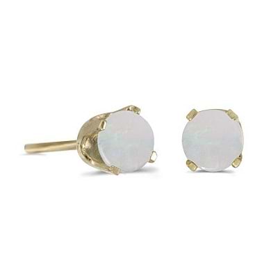 Round Opal Studs Earrings in 14k Yellow Gold (0.60 ct)