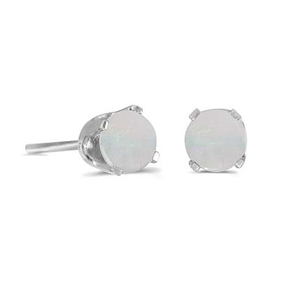 Round Opal Studs Earrings in 14k White Gold (0.60ct)