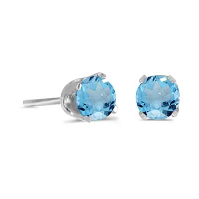 1.12ct Blue Topaz Stud Earrings December Birthstone 14k White Gold