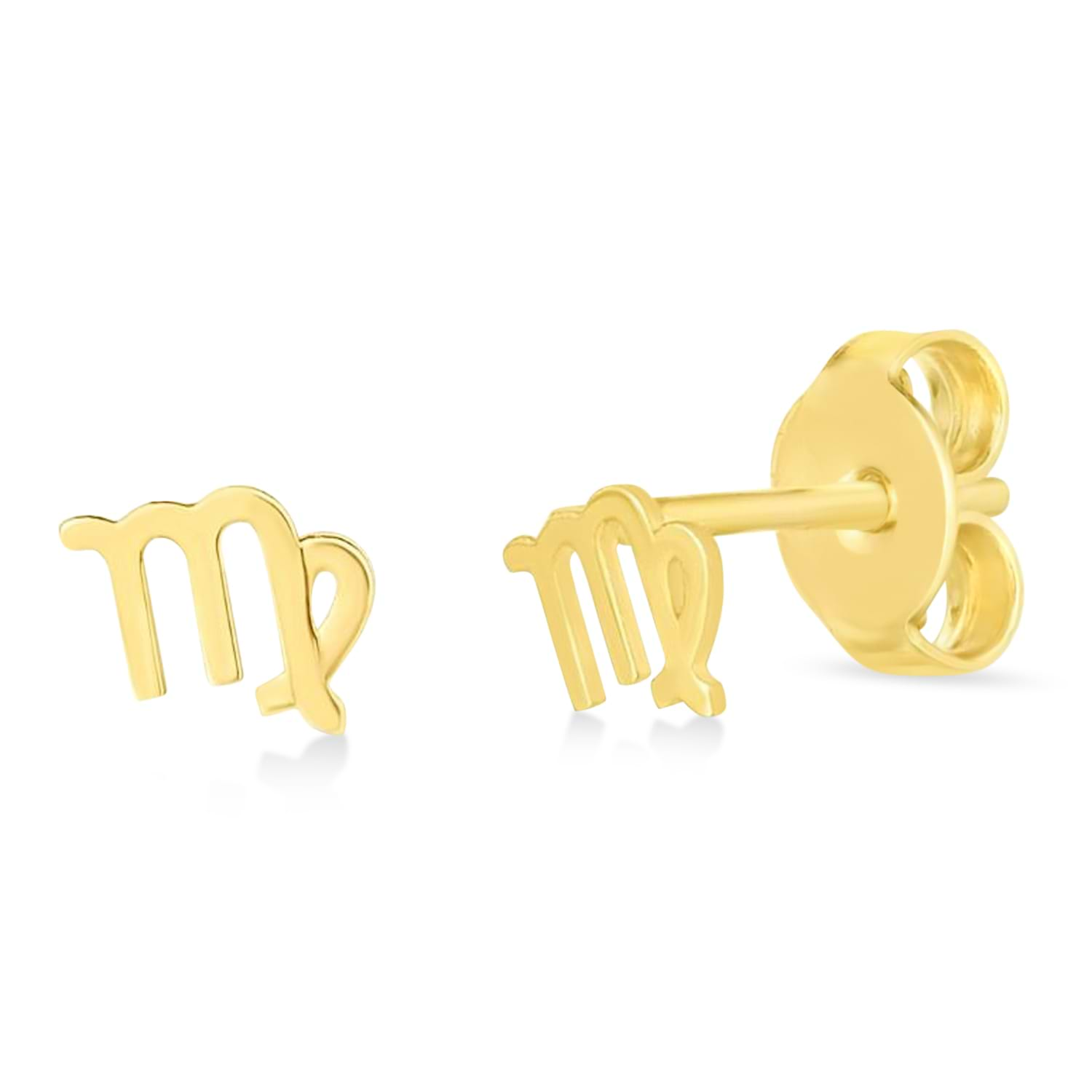 Virgo Zodiac Stud Earrings 14K Yellow Gold - AZ21586