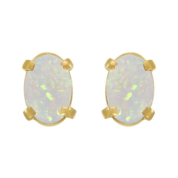 Oval-Shaped Opal Stud Earrings in 14K Yellow Gold (0.54 ct)