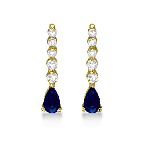 Pear Lab Sapphire & Diamond Graduated Drop Earrings 14k Yellow Gold (0.80ctw)