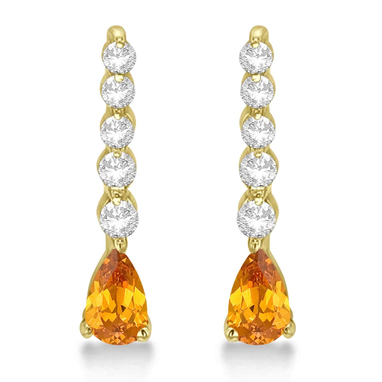 Pear Citrine & Diamond Graduated Drop Earrings 14k Yellow Gold (0.80ctw)