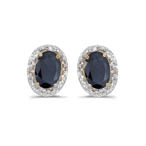 Diamond and Blue Sapphire Earrings 14k Yellow Gold (1.20ct)