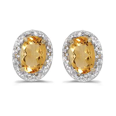 Diamond and Citrine Earrings 14k Yellow Gold (0.90ct)
