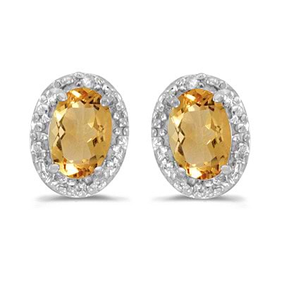 Diamond and Citrine Earrings 14k White Gold (0.90ct)