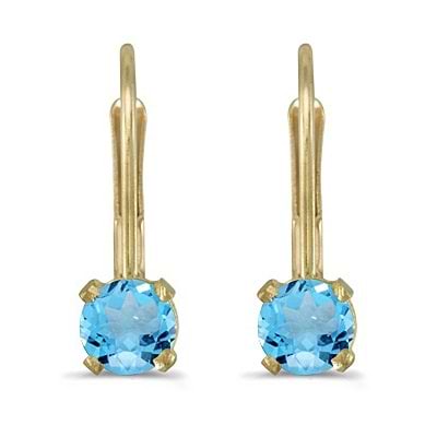 Blue Topaz Lever-Back Drop Earrings 14k Yellow Gold (0.60ctw)