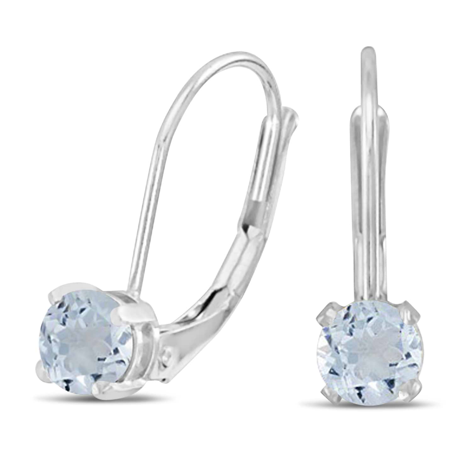 Aquamarine Lever-Back Drop Earrings 14k White Gold (0.46ctw)