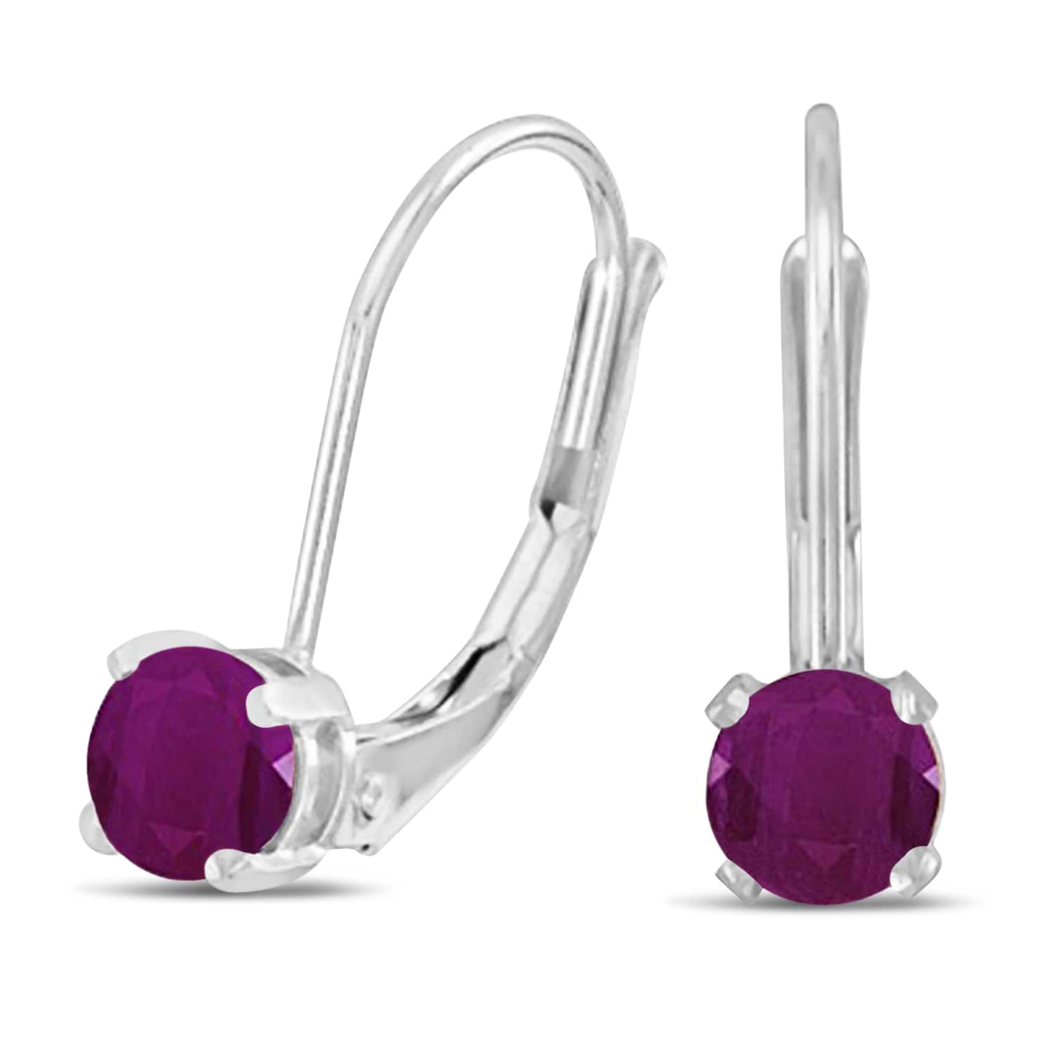 Ruby Lever-Back Drop Earrings 14k White Gold (0.66ctw)