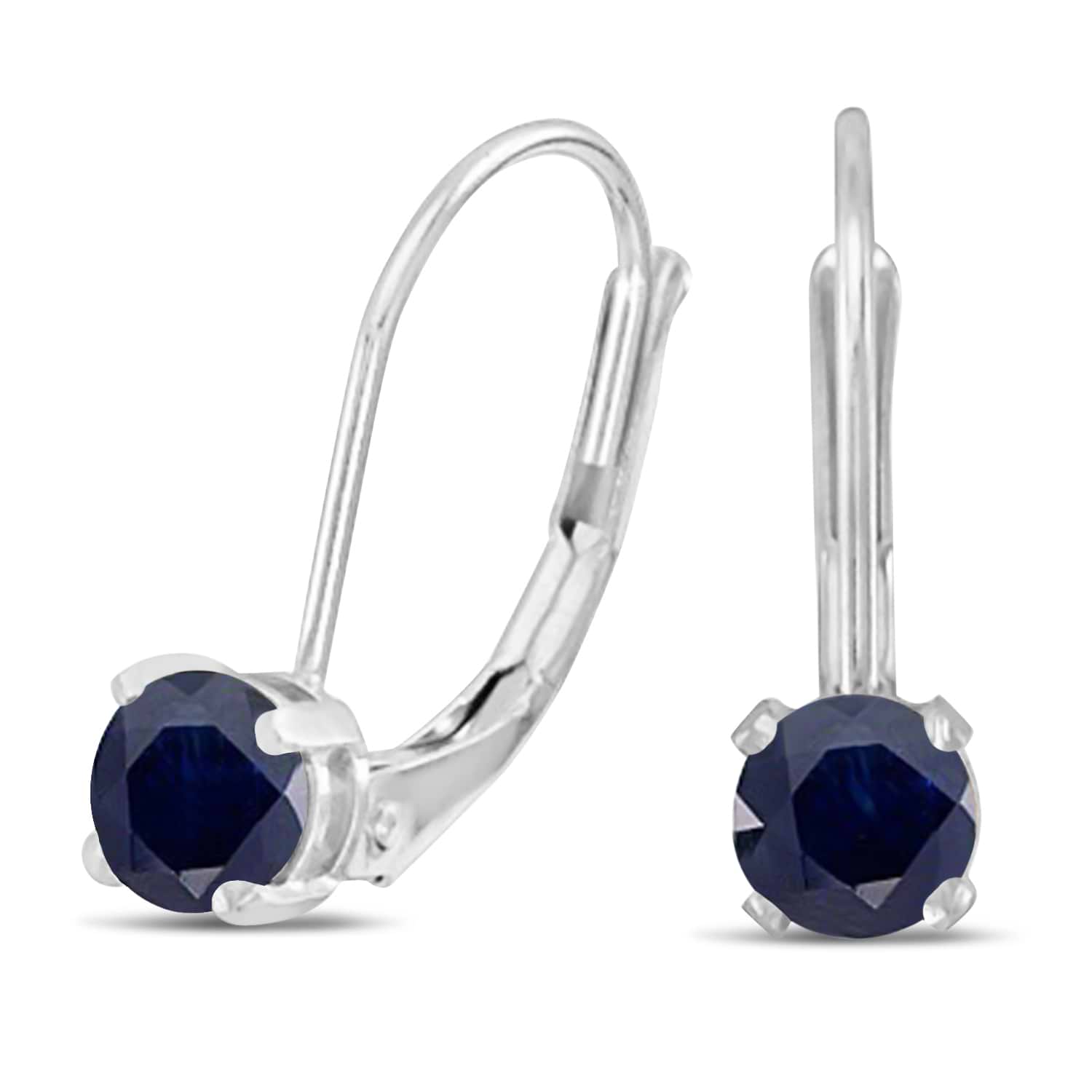 Blue Sapphire Lever-Back Drop Earrings 14k White Gold (0.60ctw)