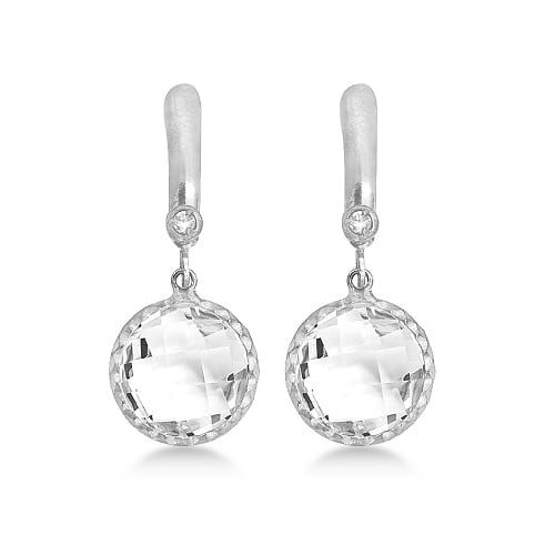 White Topaz & Diamond Accented Drop Earrings 14k White Gold (8.05ct)